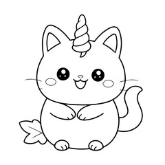 Cute vector illustration Caticorn for kids colouring worksheet