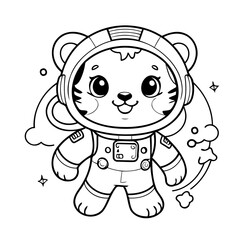 Simple vector illustration of Tiger drawing for toddlers book