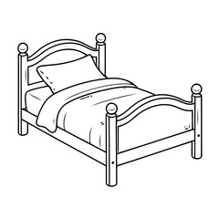 Simple vector illustration of Bed drawing colouring activity