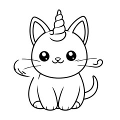Cute vector illustration caticorn hand drawn for kids page