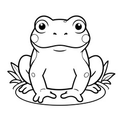 Simple vector illustration of Bullfrog for toddlers colouring page