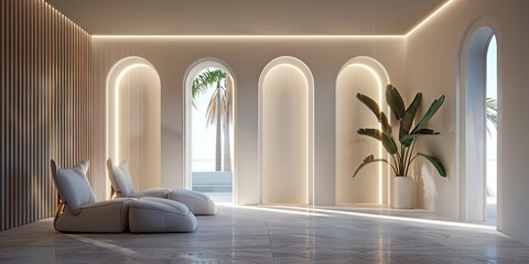 bedroom with high arches