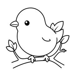 Vector illustration of a cute Bird drawing for toddlers coloring activity