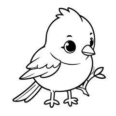 Simple vector illustration of ExoticBird drawing for toddlers colouring page