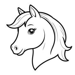Vector illustration of a cute Horse drawing for toddlers colouring page