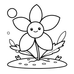 Cute vector illustration Flower doodle for kids colouring page