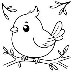 Cute vector illustration Bird for kids coloring activity page