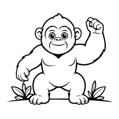 Simple vector illustration of Gorilla for kids coloring page