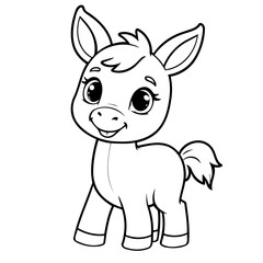 Cute vector illustration Donkey hand drawn for kids coloring page