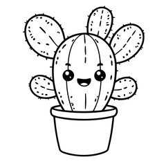 Simple vector illustration of cactus for toddlers colouring page