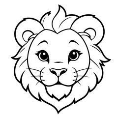 Vector illustration of a cute Lion drawing for kids colouring activity
