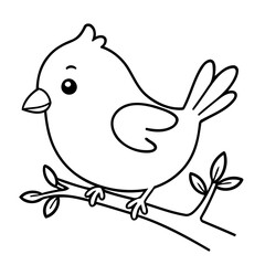 Cute vector illustration Bird doodle for kids colouring page