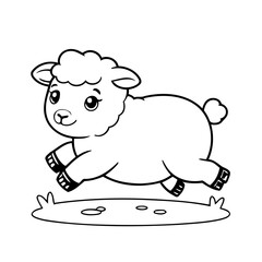 Simple vector illustration of Sheep doodle for toddlers worksheet