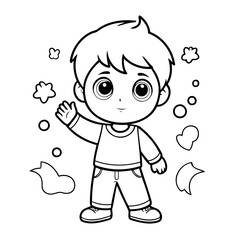 Cute vector illustration Boy for kids colouring worksheet