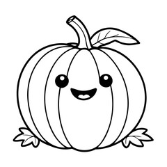 Simple vector illustration of Pumpkin colouring page for kids