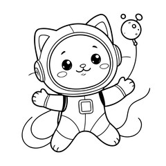 Simple vector illustration of catastronaut outline for colouring page