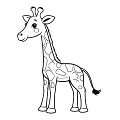 Cute vector illustration Giraffe doodle black and white for kids page