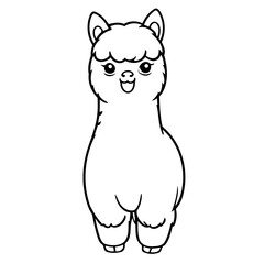 Cute vector illustration Alpaca doodle for kids colouring page