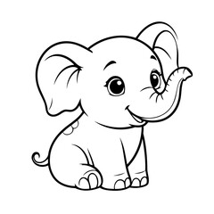 Cute vector illustration Elephant for toddlers colouring page