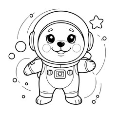 Cute vector illustration dog drawing for colouring page