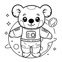 Cute vector illustration koala for kids colouring page