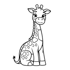 Cute vector illustration Giraffe doodle for kids coloring worksheet