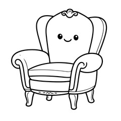 Cute vector illustration Chair drawing for toddlers coloring activity