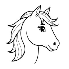 Simple vector illustration of Horse drawing for children page