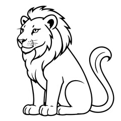 Cute vector illustration Lion doodle black and white for kids page
