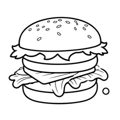 Simple vector illustration of Burger for kids coloring page