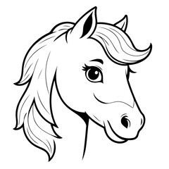 Cute vector illustration Horse for kids colouring worksheet