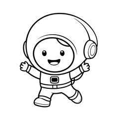 Simple vector illustration of dogastronaut drawing for children page
