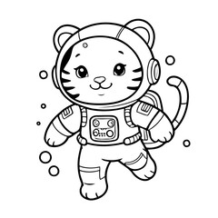 Cute vector illustration Tiger colouring page for kids