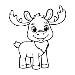 Cute vector illustration Moose doodle for kids coloring worksheet