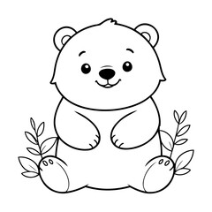 Simple vector illustration of Bear drawing for toddlers coloring activity
