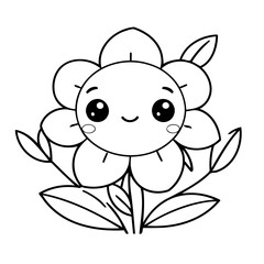 Vector illustration of a cute Flower drawing for children page