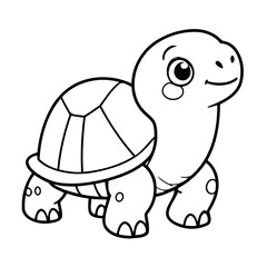 Vector illustration of a cute Turtle drawing for kids page