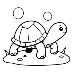 Cute vector illustration Turtle for children colouring activity