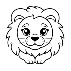 Cute vector illustration Lion colouring page for kids