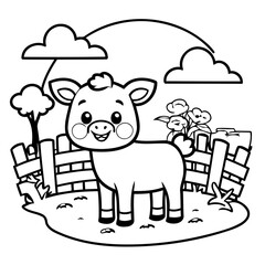 Cute vector illustration Farm doodle for children worksheet