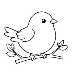 Cute vector illustration Bird drawing for colouring page