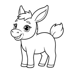 Cute vector illustration Donkey drawing for kids page