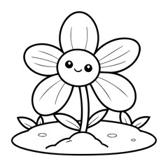 Vector illustration of a cute Flower drawing for children page