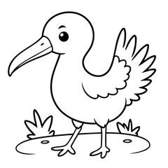 Simple vector illustration of Ibis drawing for toddlers coloring activity