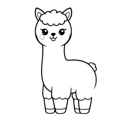 Vector illustration of a cute Alpaca drawing for toddlers book