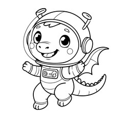 Vector illustration of a cute dragon drawing for toddlers book