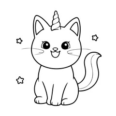 Cute vector illustration Caticorn hand drawn for kids page