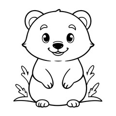 Cute vector illustration Badger drawing for toddlers colouring page