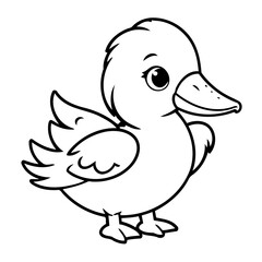 Vector illustration of a cute Pelican doodle colouring activity for kids