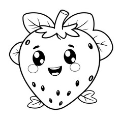 Vector illustration of a cute strawberry doodle for toddlers worksheet